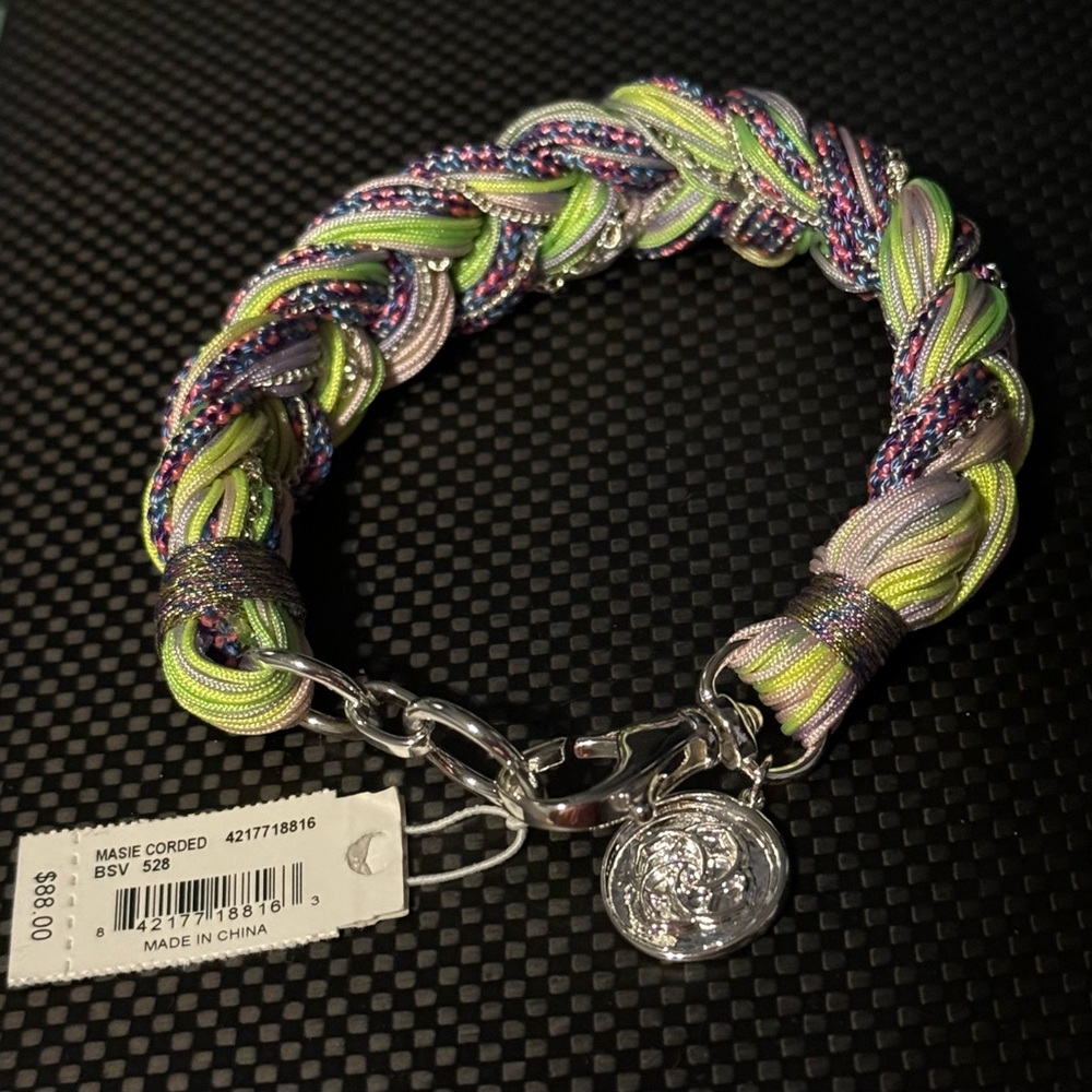 Colorful Braided threaded Kendra Scott Bracelet with Silver Charm